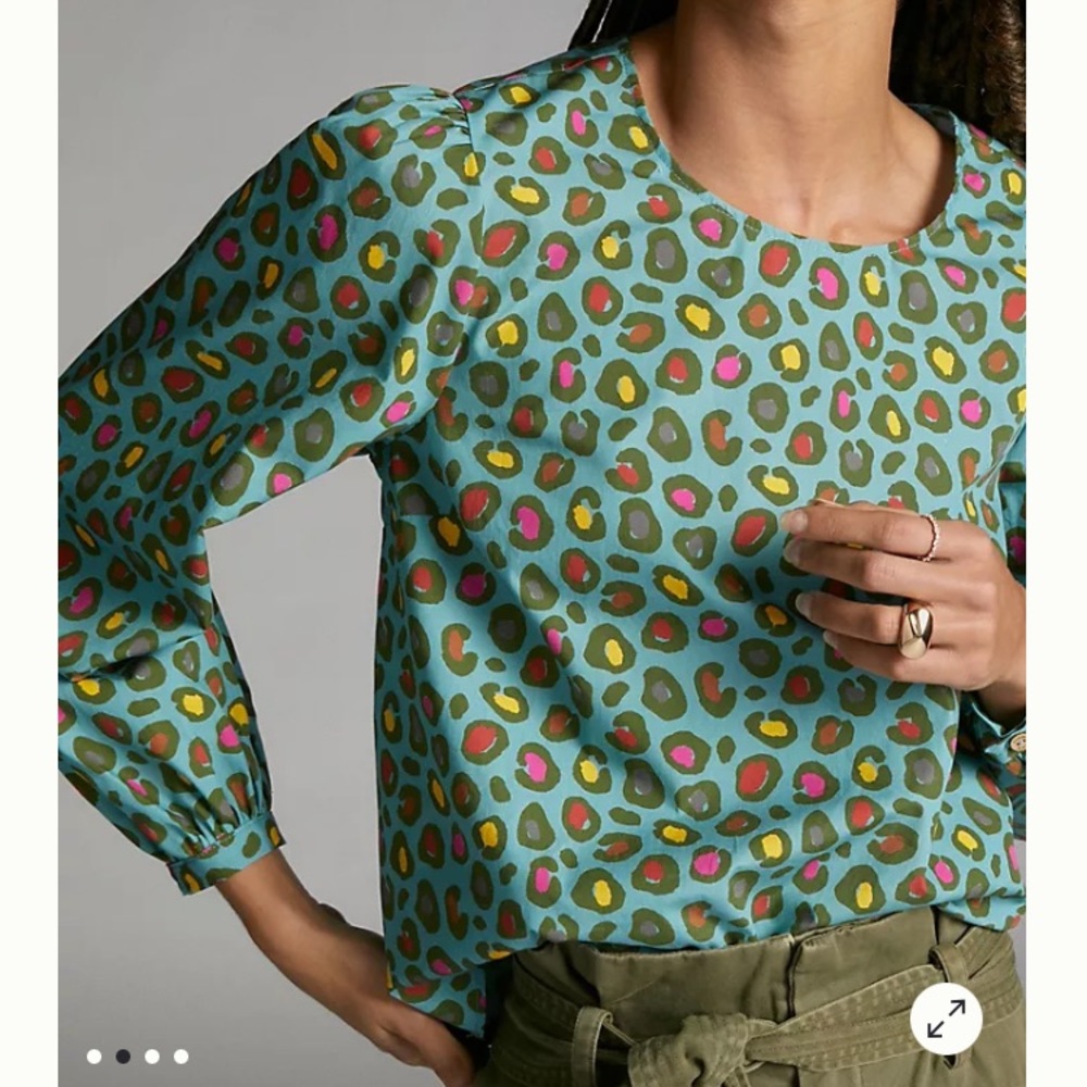 Anthropologie Farm Rio PuffSleeved Blouse XL - Picture 2 of 8